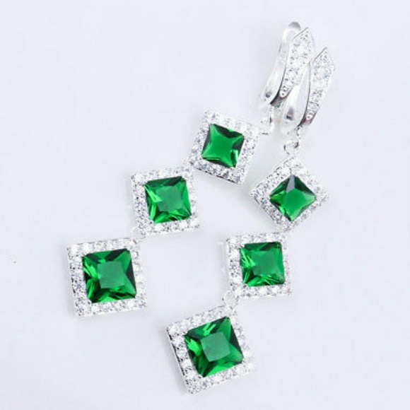 Jade sterling silver earrings - Picture 1 of 7